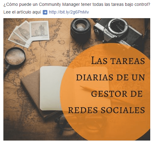 marketing en facebook: post con imagen a gestor de redes sociales